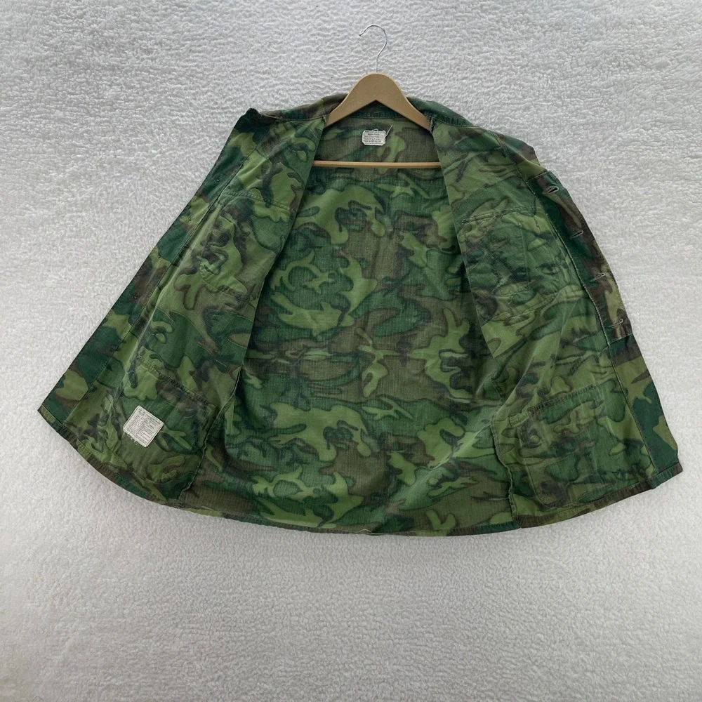 Vintage Jungle Jacket Medium Reg ERDL Camo 1970 Vietnam Slant Pocket Ripstop