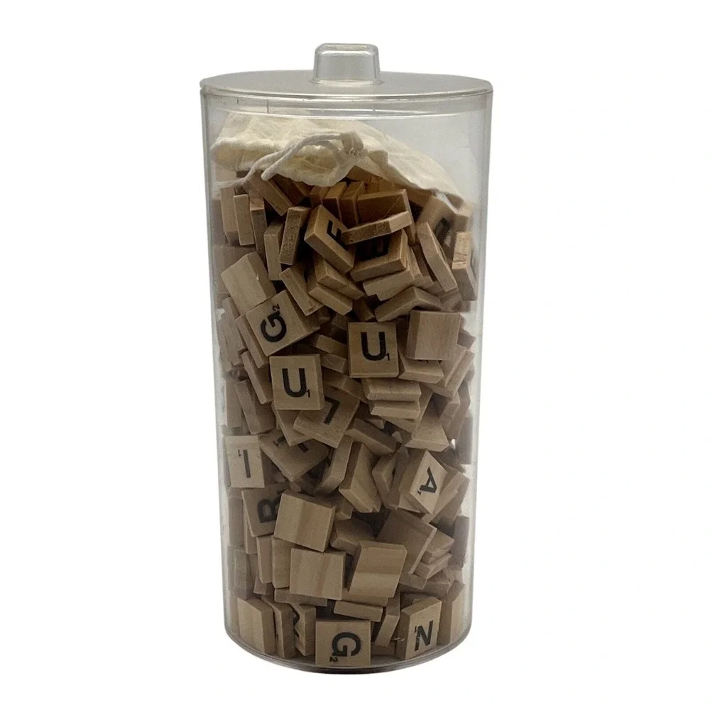 Lot of Wooden Scrabble Letter Tiles From Multiple Sets for Crafts Mixed