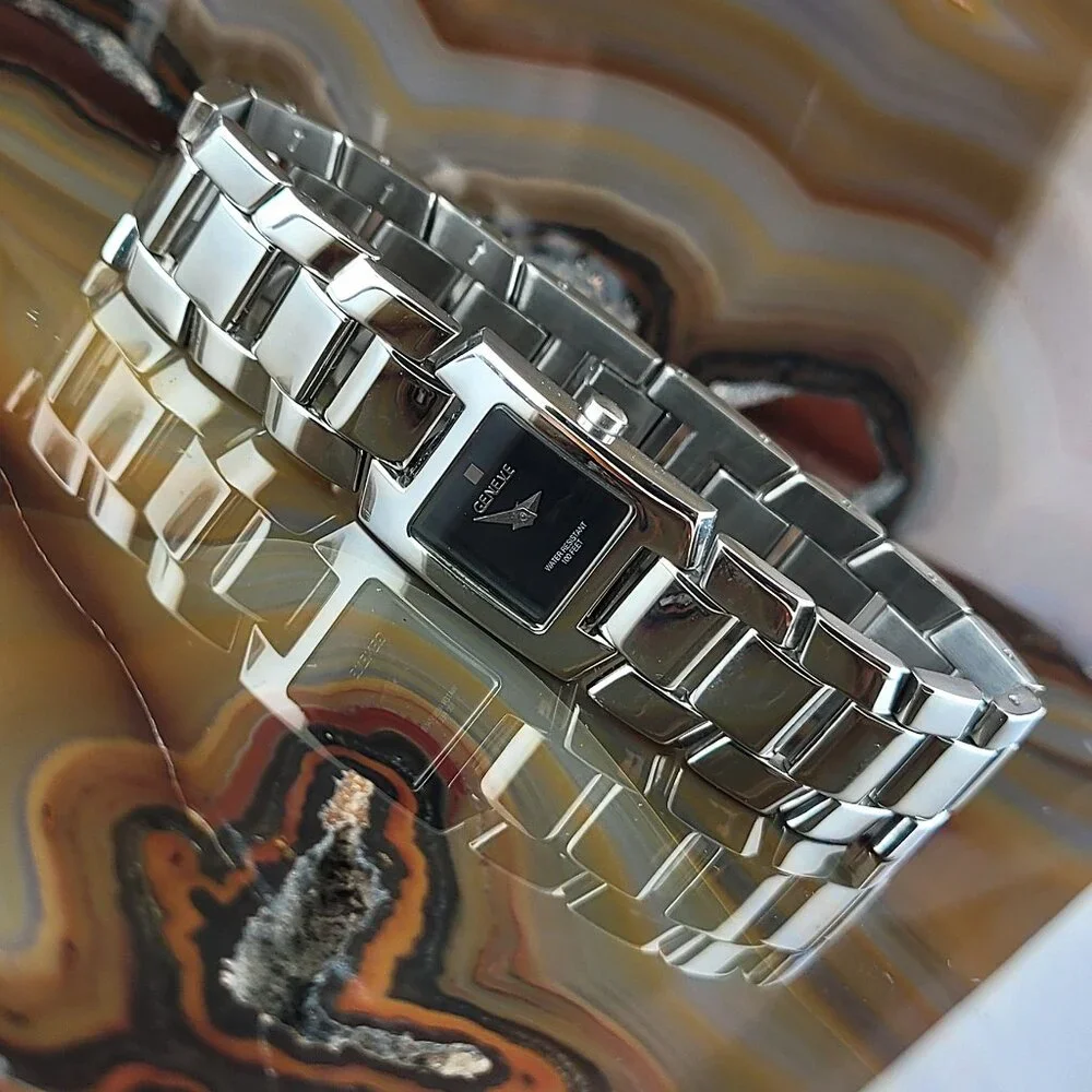 Womens Geneve Swiss Polished Steel Bracelet Watch