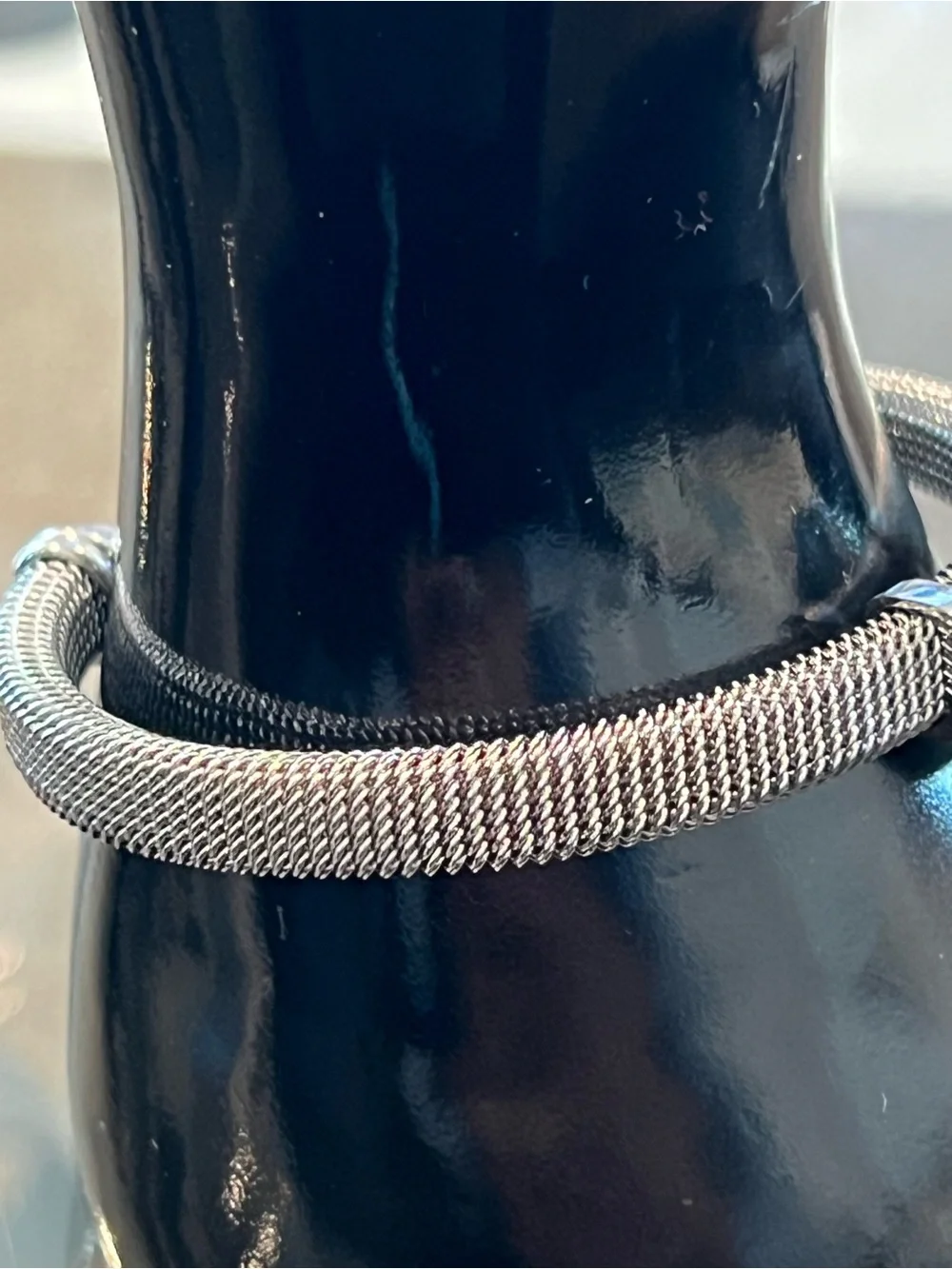 Crystal Pavé Silver tone Mesh Bracelet