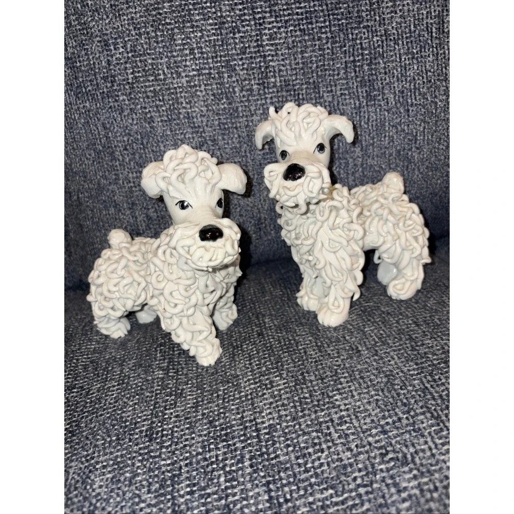 VTG Italian Porcelain Spaghetti Poodle Dog Figurines Set of 2