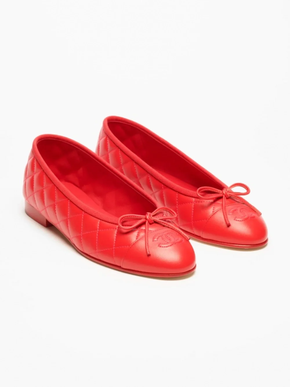 Chanel red ballet flats