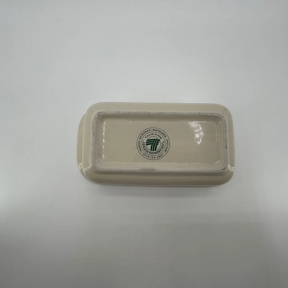 Longaberger Woven Traditions Butter Dish and 1 Pint Loaf Pan Set Ivory USA Made