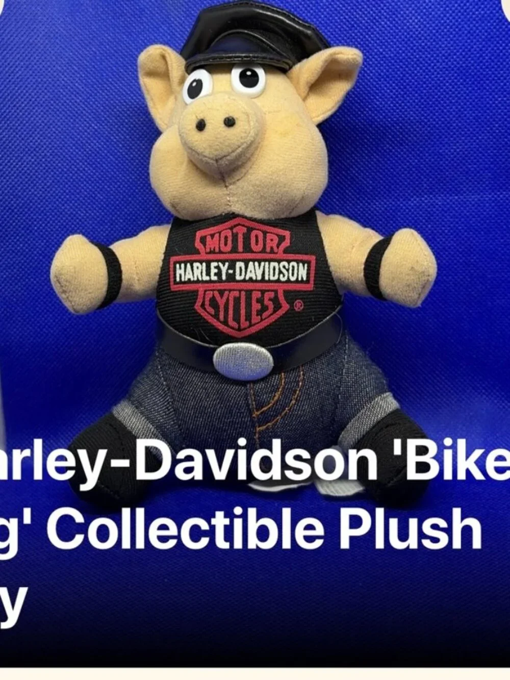 Rare! Vintage HARLEY DAVIDSON 'BIKER PIG' Collectible Plush Toy ~ 8