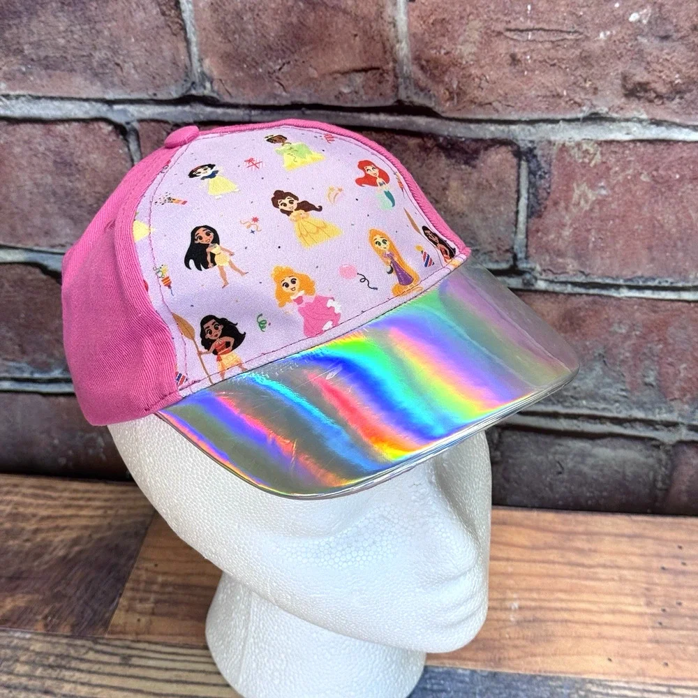 Girl's Youth Disney 100 Pink Princess Adjustable‎ Ball Cap Hat Holographic NWOT