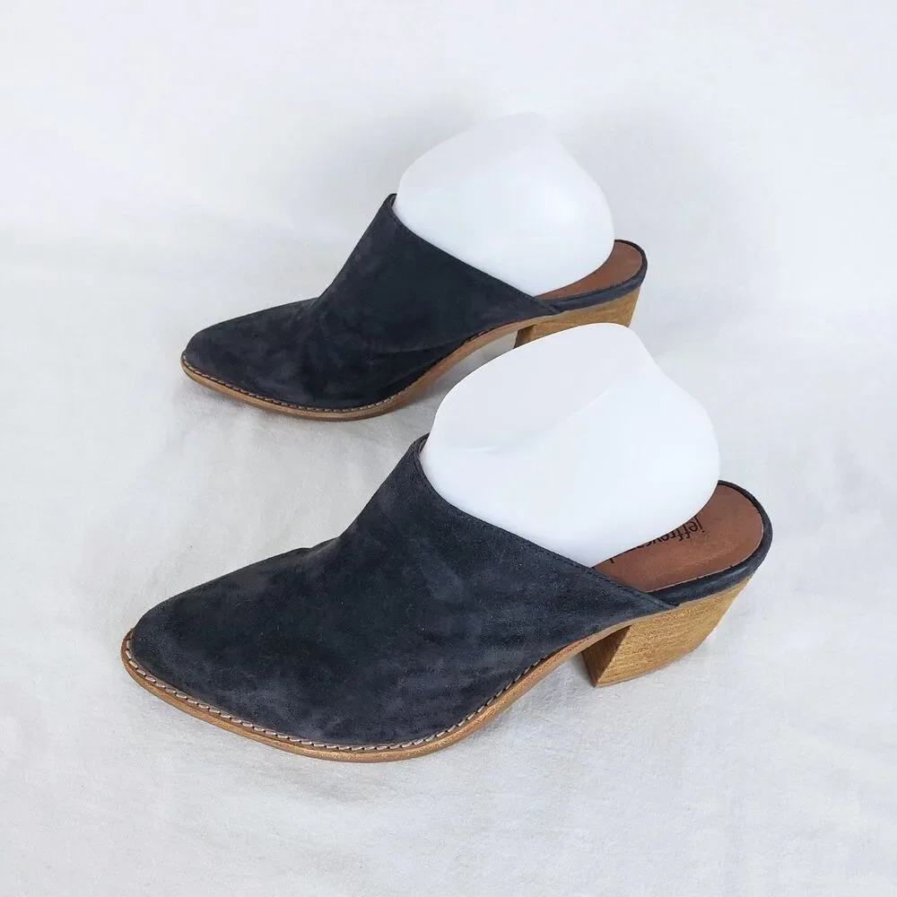 Jeffrey Campbell Artisan Western Minimalist Suede Mules Womens 9 Gray Neutral