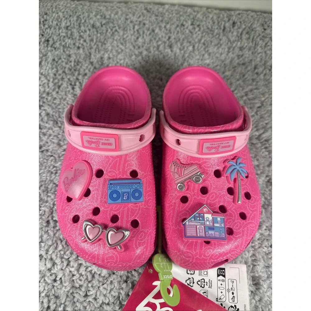 Crocs Kids Mattel Pink Barbie Classic Clogs 211406-90H Size J3 nwt
