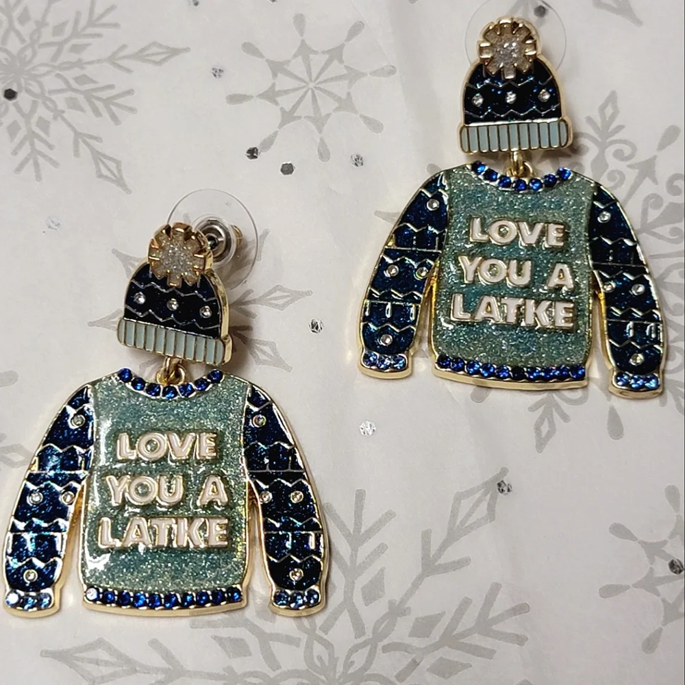 SUGARFIX by BaubleBar Love You a Latke Happy Hanukkah! Jewish Holiday Earrings