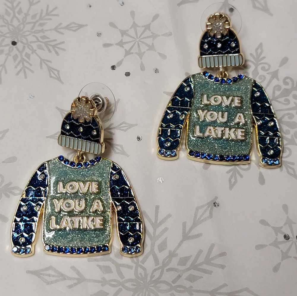 SUGARFIX by BaubleBar Love You a Latke Happy Hanukkah! Jewish Holiday Earrings