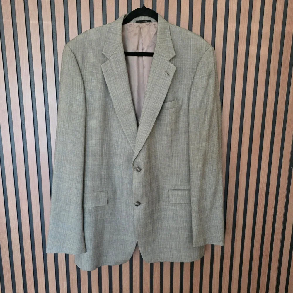 Hart Schaffner Marx Sport Coat 46XL‎ Grey Glen Plaid Wool Made in USA