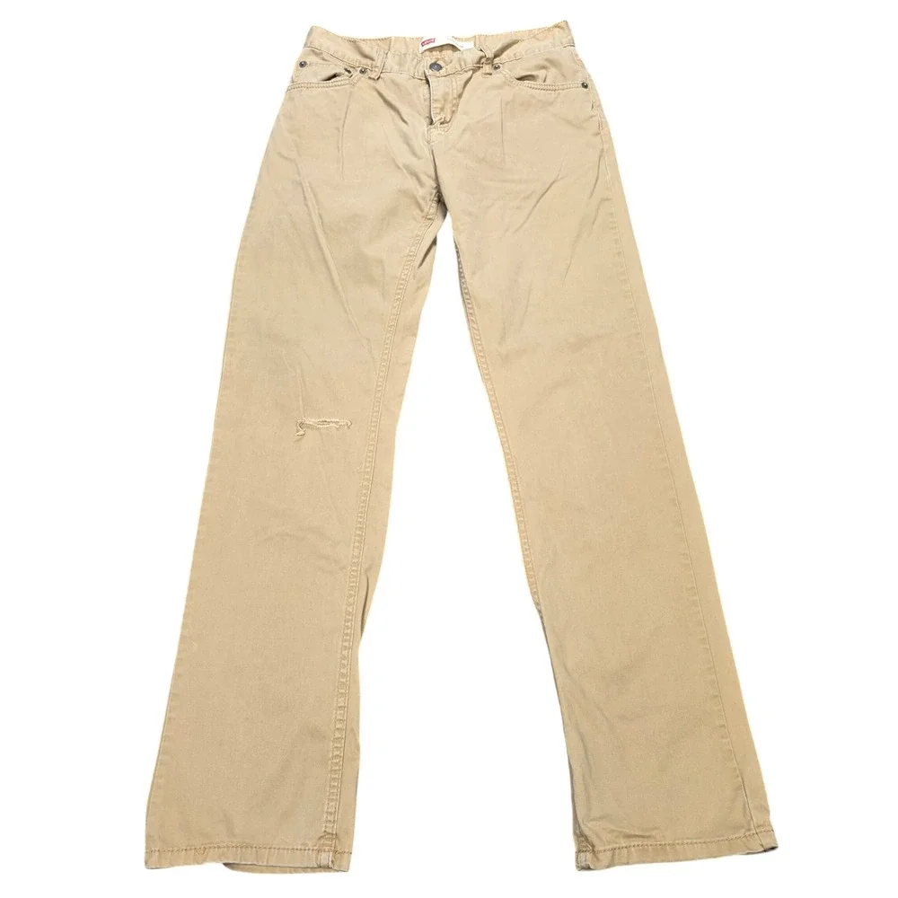 Levis 511 Slim Sueded‎ Pants Boys Size 18 Regular Khaki Tan Distressed