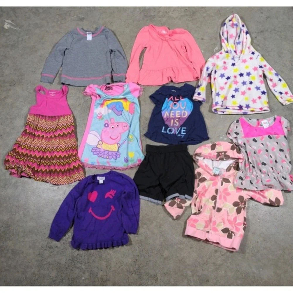 Toddler Girls 3T Clothing Lot 10pc Circo DKNY Peppa Pig Stars Hearts‎ VTG Style
