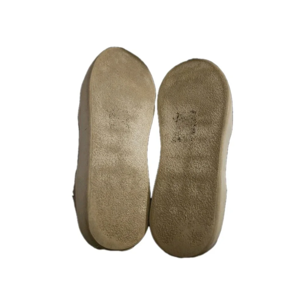 Kate Spade Lilly Ruffle Slip On Sneakers Beige Taupe Suede Leather‎ Flats 7.5M