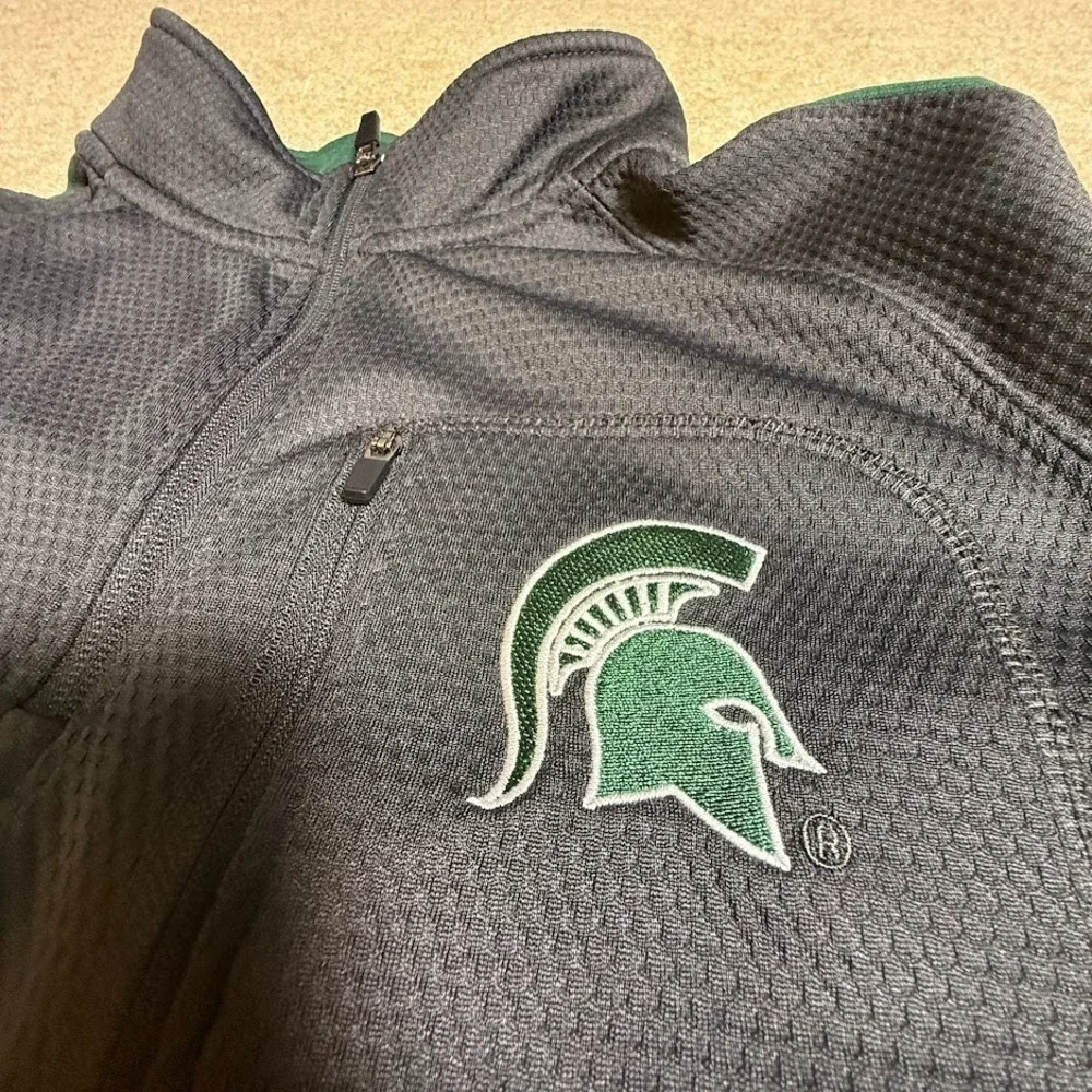 Michigan State Spartans‎ Pullover Mens L Gray Green Quarter Zip Colosseum