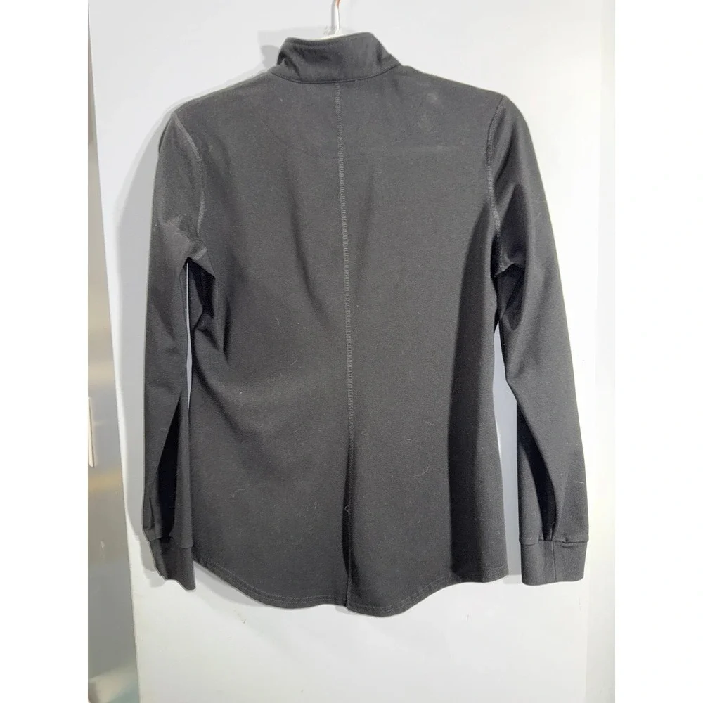 BYLT black athletic jacket magnetic close‎ side slits 1/4 zip front pocket XS