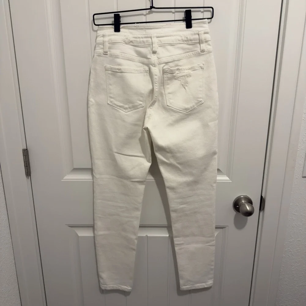 Kancan Women's High Rise Ankle Skinny White Jean Distressed Size 26