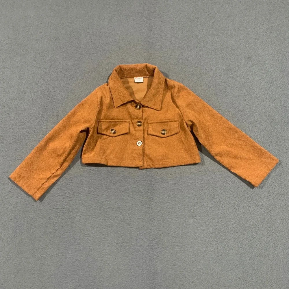 PatPat Kids Girls Brown Corduroy Cropped Jacket Size‎ 3Y