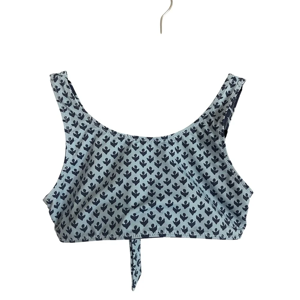 Vineyard Vines Girls Reversible Bikini Top Blue Floral Performance NWT‎ S 7-8