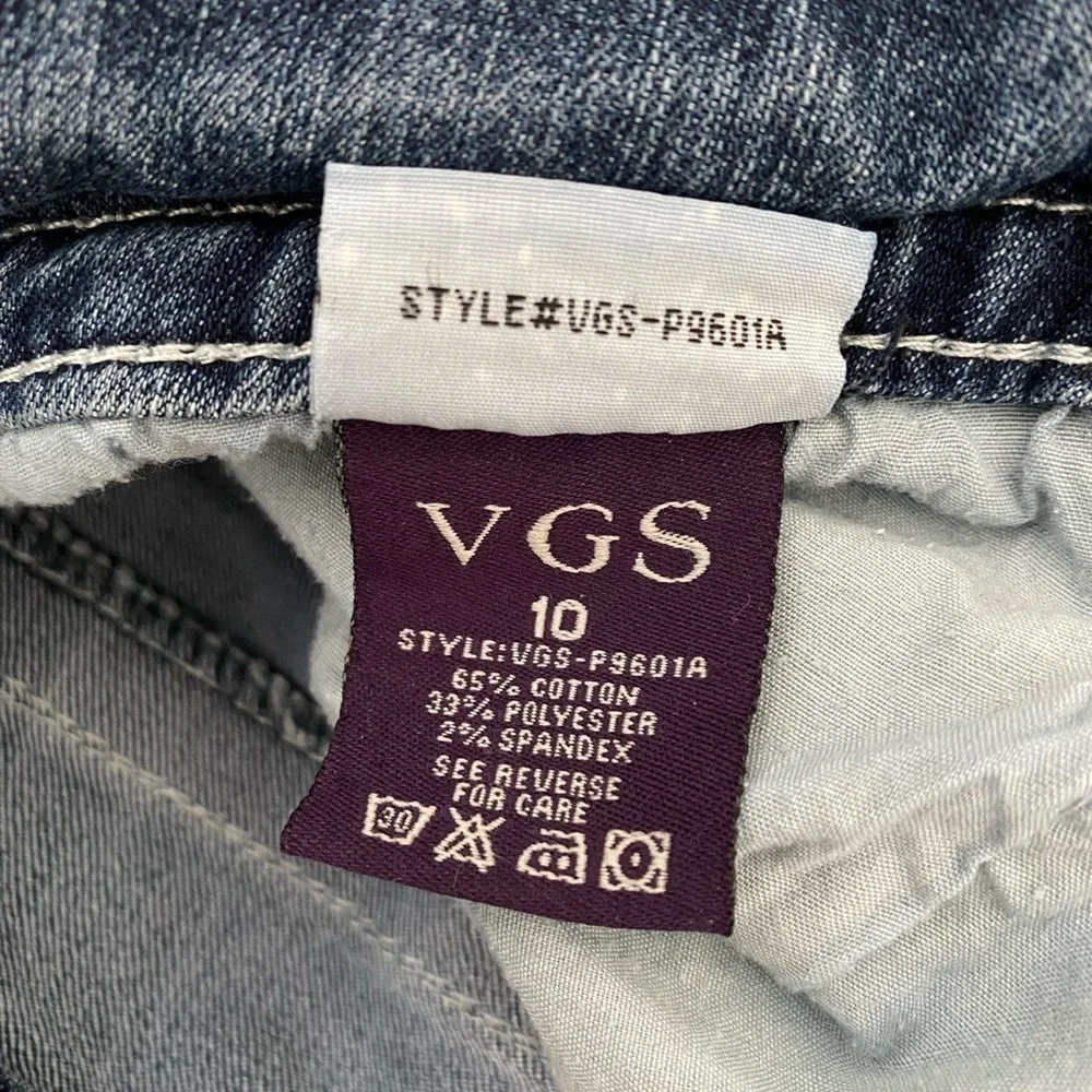 VGS Jeans Womens Size 10 Slim Boot Flap Pockets Thick Stitch Blue Denim