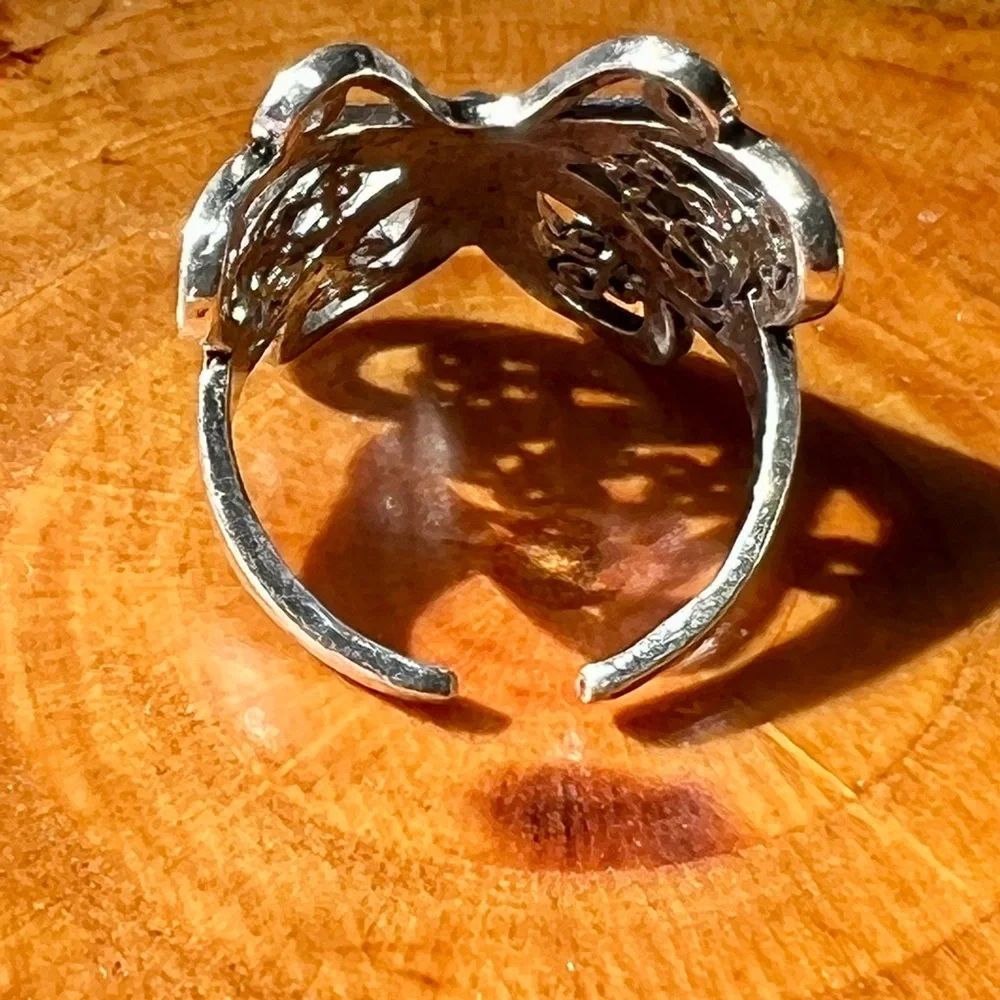 Sterling-Style Silver Butterfly Ring - Women's Fashion Band