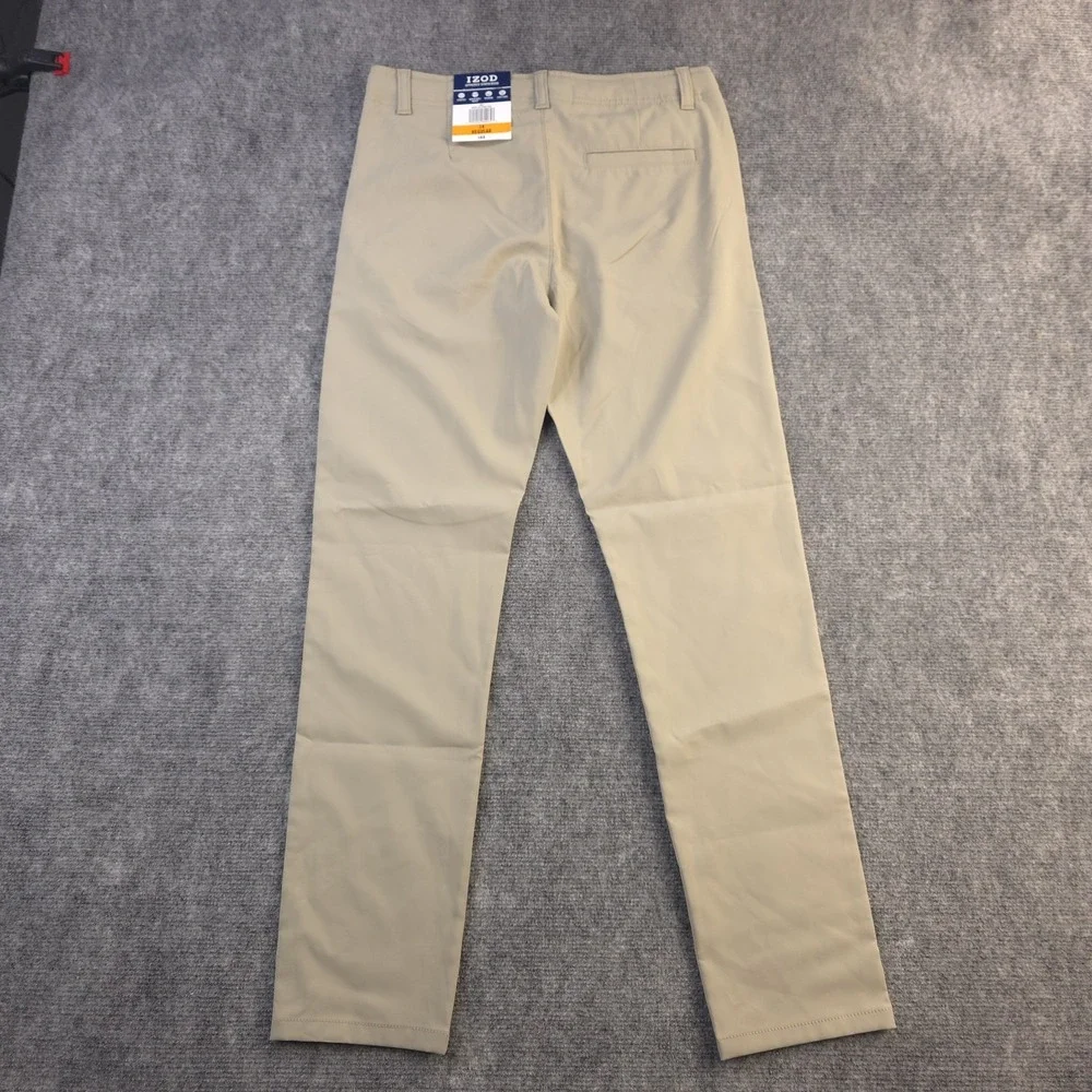 New Izod Pants Kids 14‎ Approved Schoolwear Beige Solid 28x27 Polyester Stretch