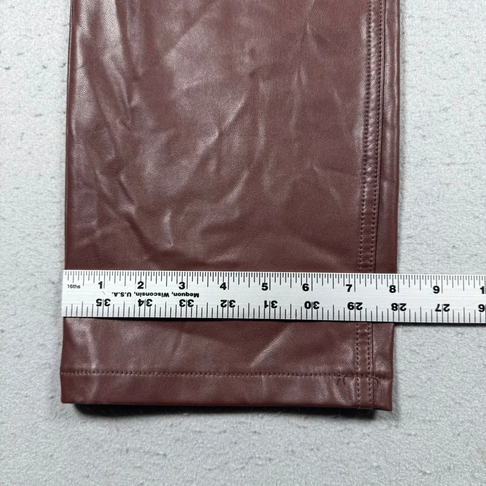 Abercrombie & Fitch The 90s Straight Ultra High Rise Vegan Leather Pants Brown 8