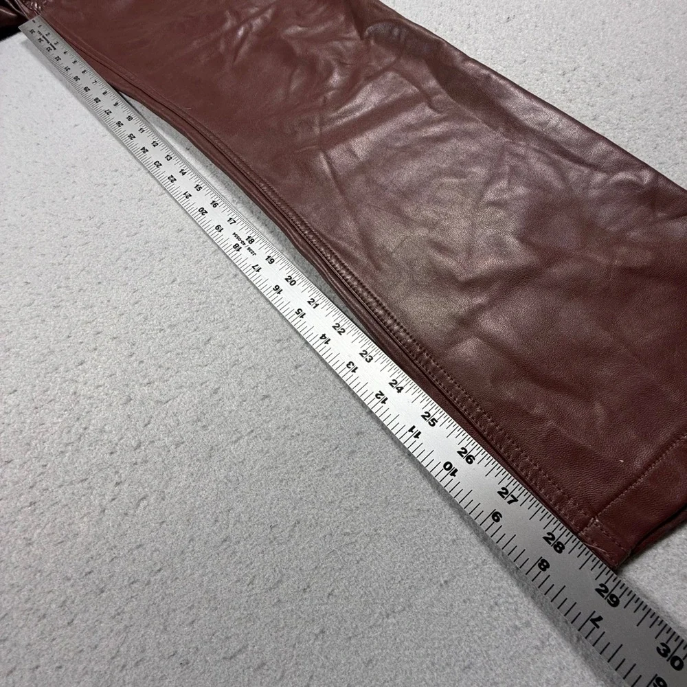 Abercrombie & Fitch The 90s Straight Ultra High Rise Vegan Leather Pants Brown 8