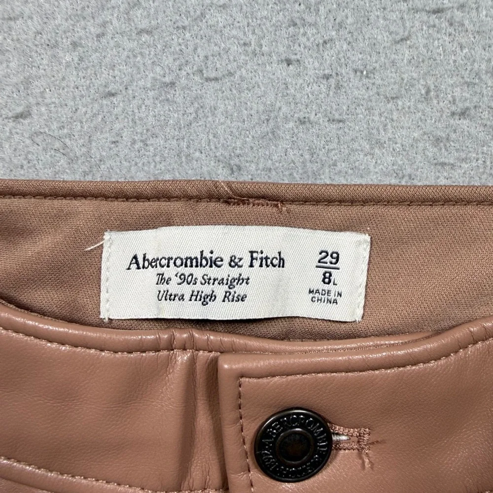 Abercrombie & Fitch The 90s Straight Ultra High Rise Tan Faux Leather Pant 29 8L