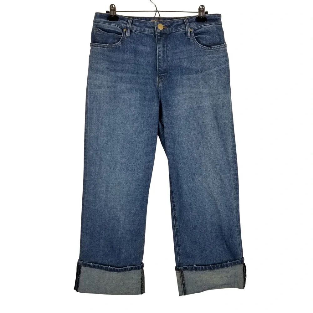 KUT from the Kloth Sienna Wide Leg Jeans Womens 10P Blue High Rise Cuffed Denim