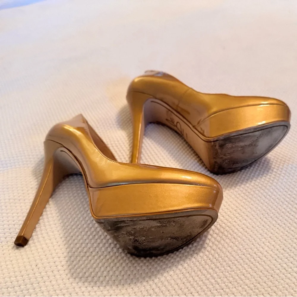 JOAN & DAVID 5” Metallic Gold Platform High Stiletto Heels Women’s Shoes