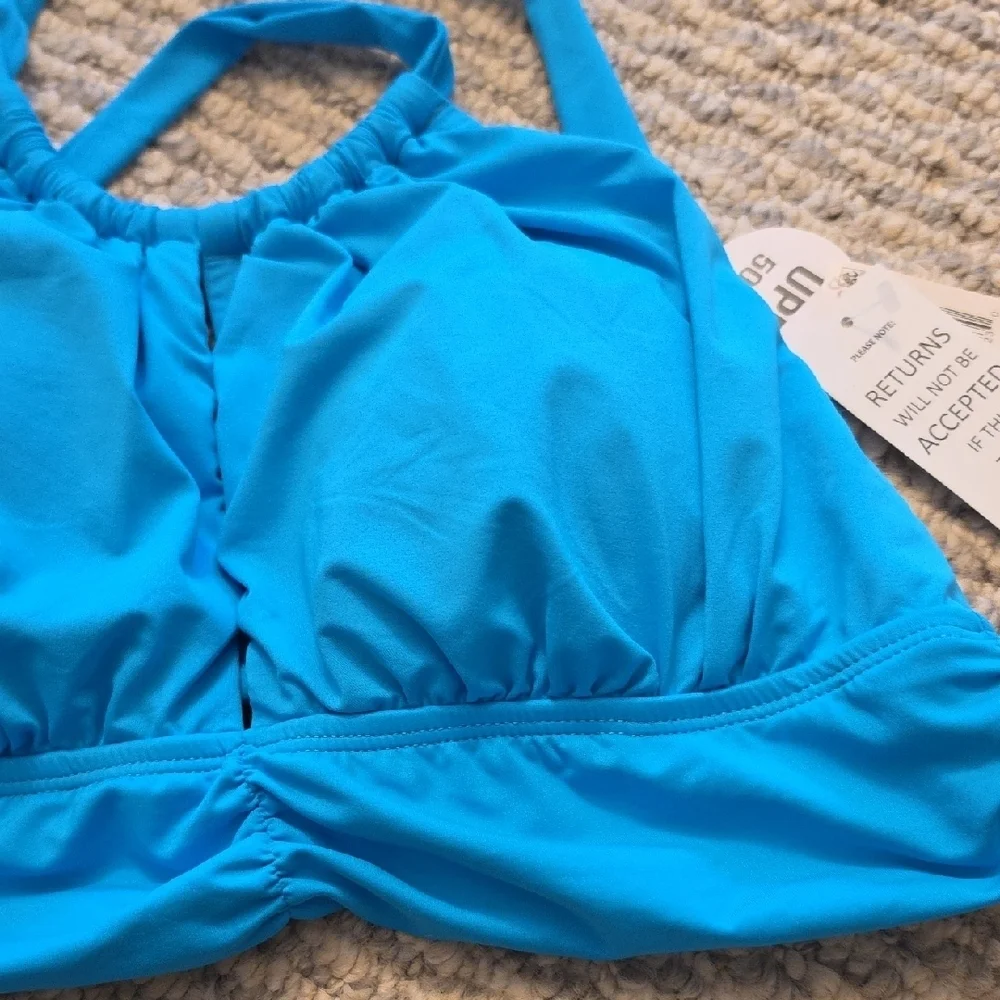 LA BLANCA Island Goddess High Neck Midkini Top Lagoon Size 10