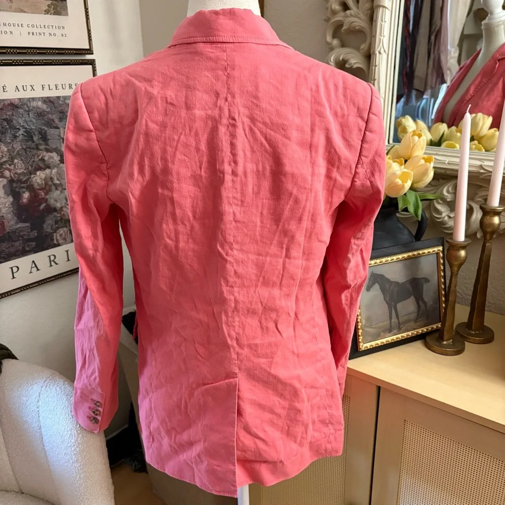 A.L.C. Coral Pink Donovan Linen Cotton Blend‎ Blazer Jacket Size 2