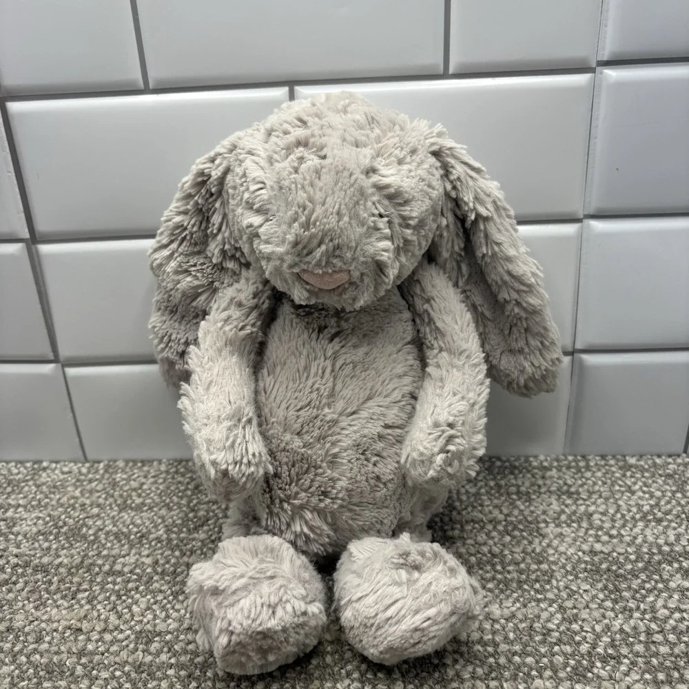 Jellycat Medium Bashful Grey Bunny Plush Stuffed Animal 11.5 Preowned Rabbit HG6