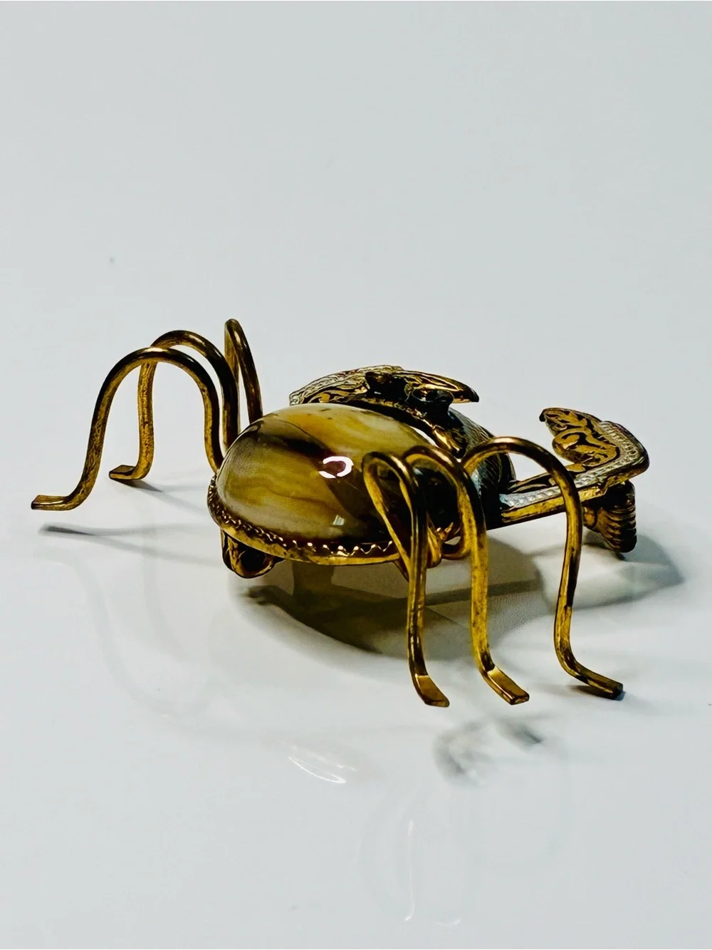 Vintage Spanish Damascene Crab Brooch Signed SPAIN Nautical Vacation Summer