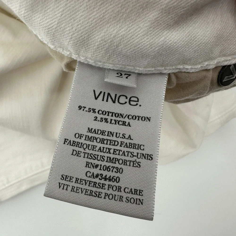 Vince Jeans Women's 27 White Denim Slim Low Rise Ankle Zip Skinny Leg DV117-2241