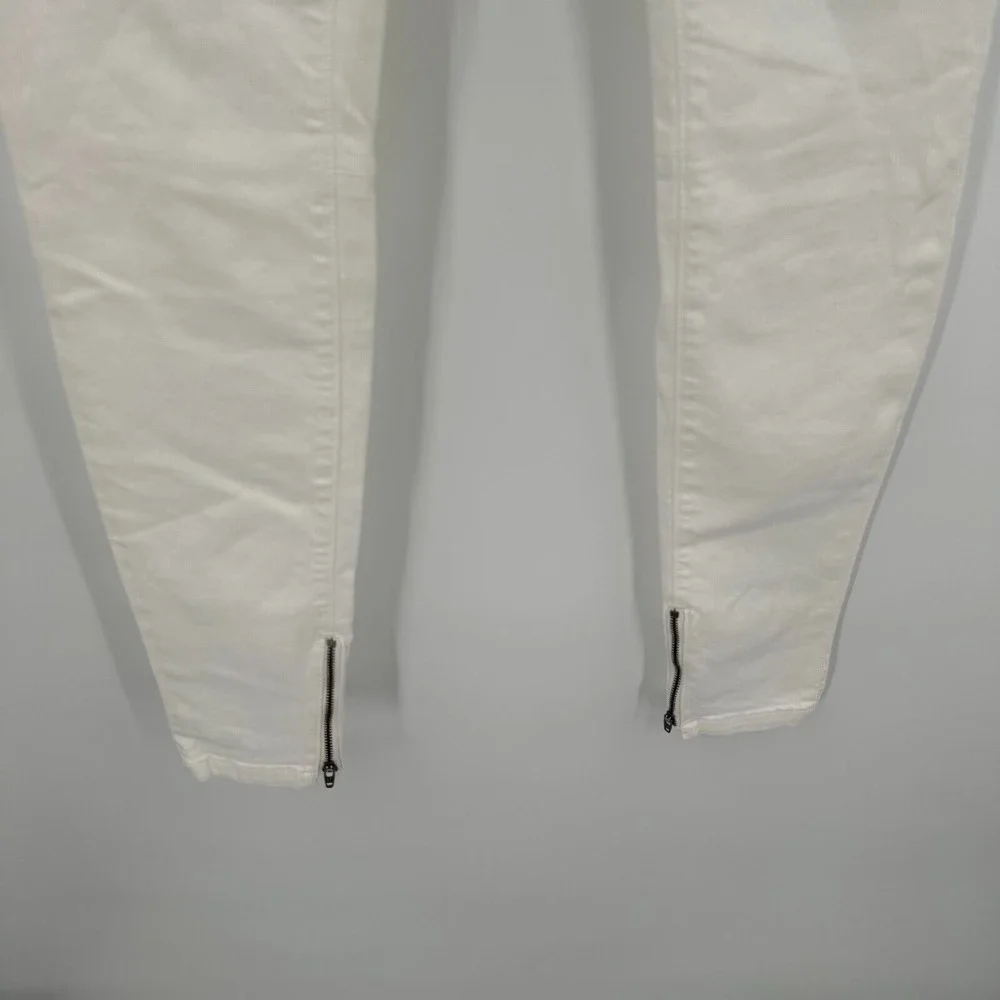 Vince Jeans Women's 27 White Denim Slim Low Rise Ankle Zip Skinny Leg DV117-2241