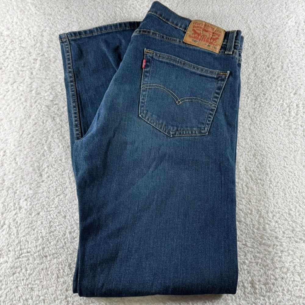 Men's Size 34x32 Levi 505 Regular Fit Denim Blue Jeans Medium‎ Wash Clean