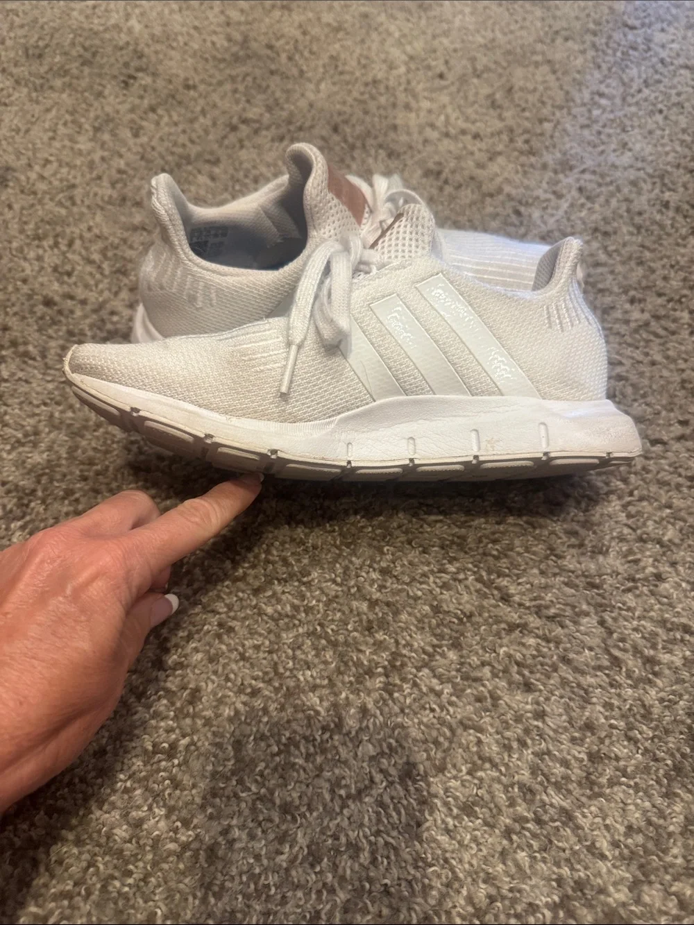 adidas Womens White Sneakers with Copper Tongue Detail