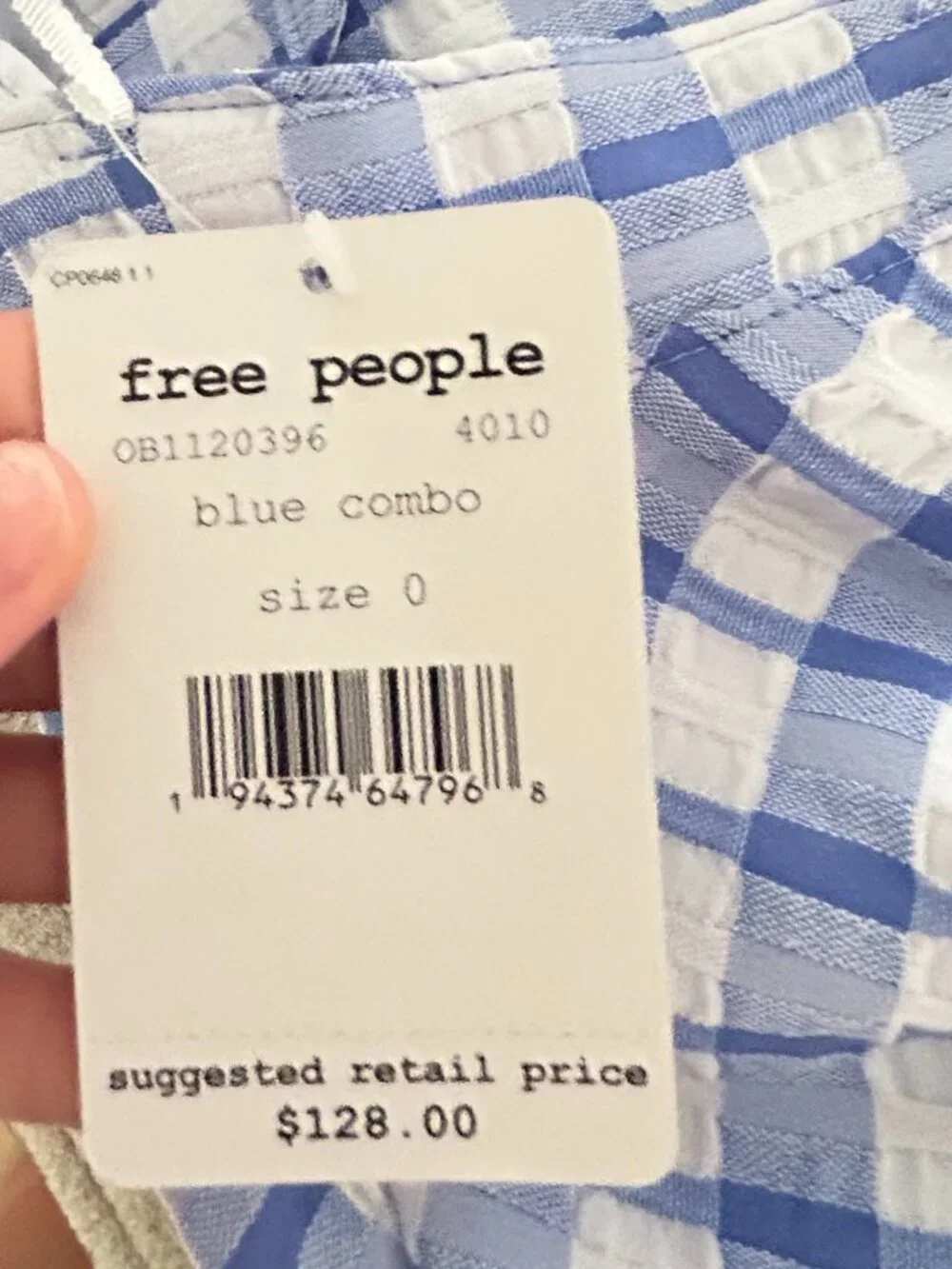 NWT Free People Do The Twist Gingham Halter Mini Dress Blue Size 0