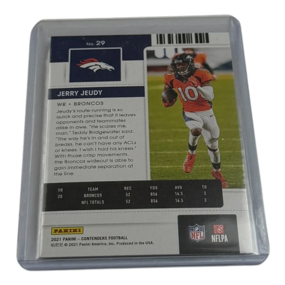 2021 Panini Contenders Jerry Jeudy Season Ticket Purple Shimmer Broncos No. 29