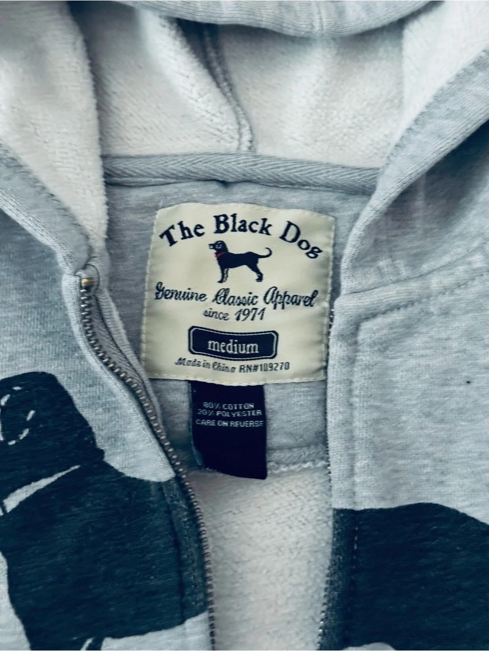 The Black Dog gray zip