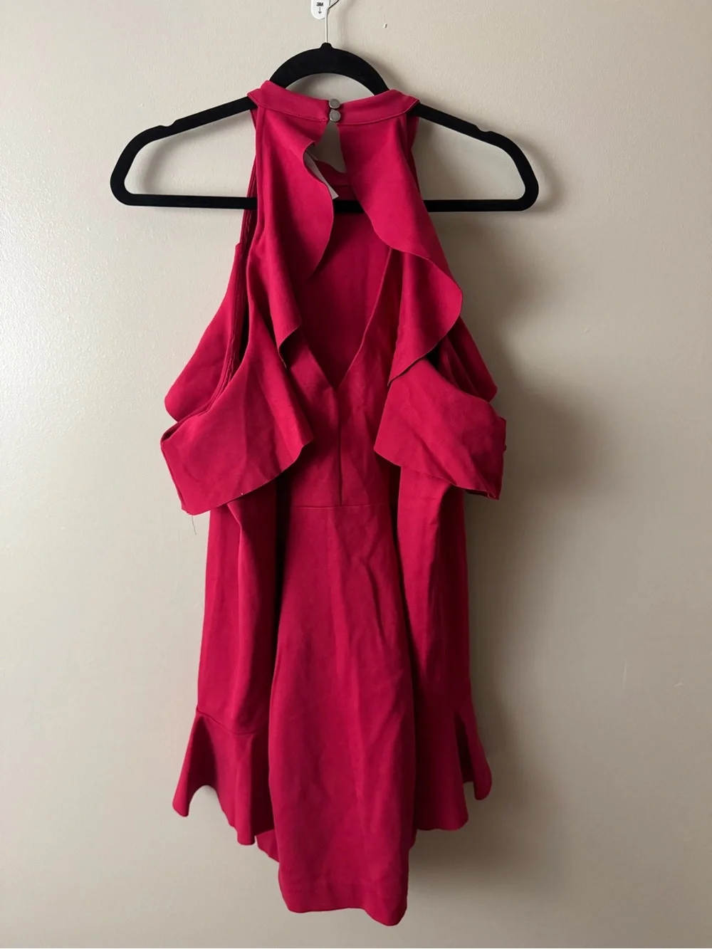 Free People Cold-Shoulder Red Bodycon Dress with High Neck Medium