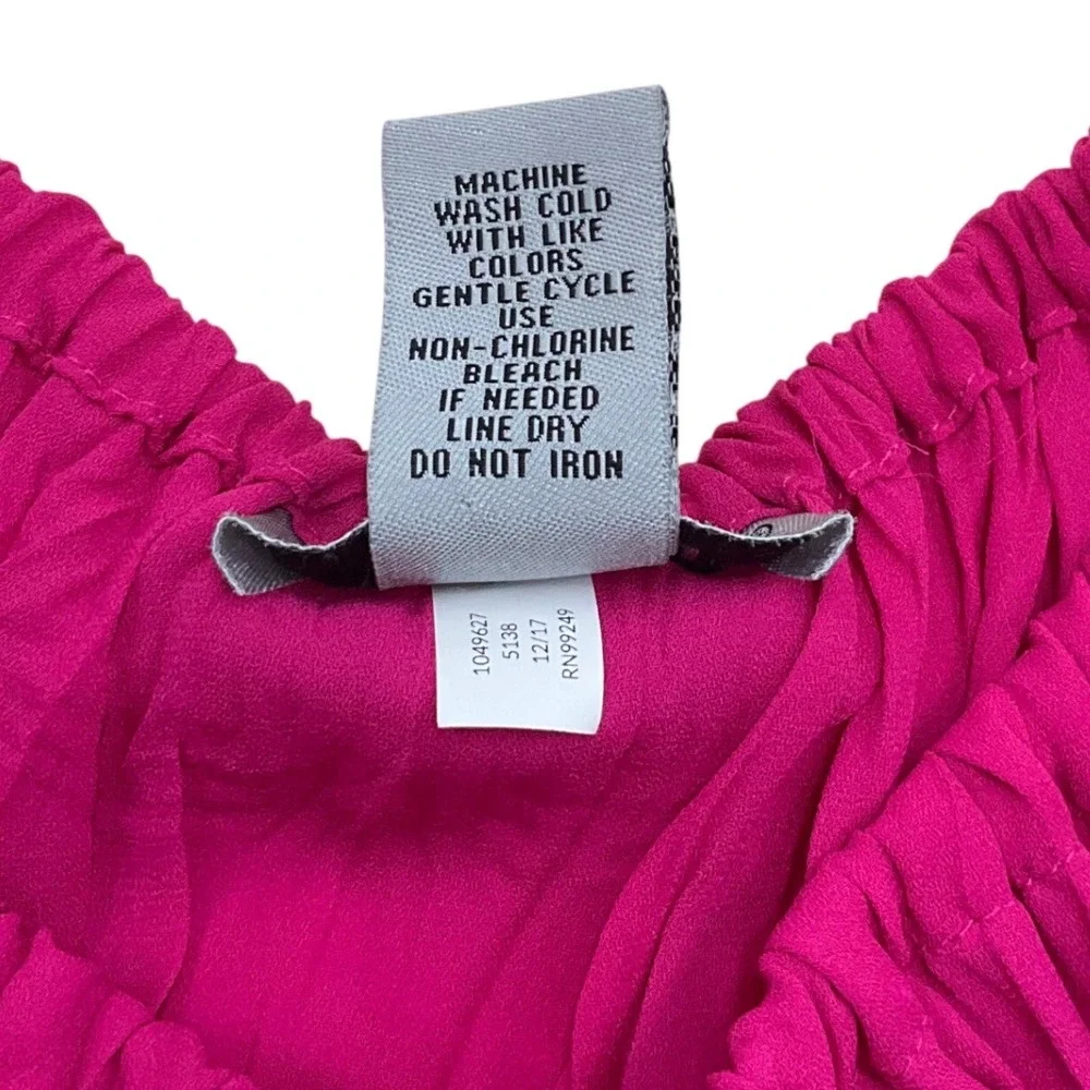Catherines Peasant Top Womens 2X Magenta Crinkle Eyelet Lace Boho Blouse