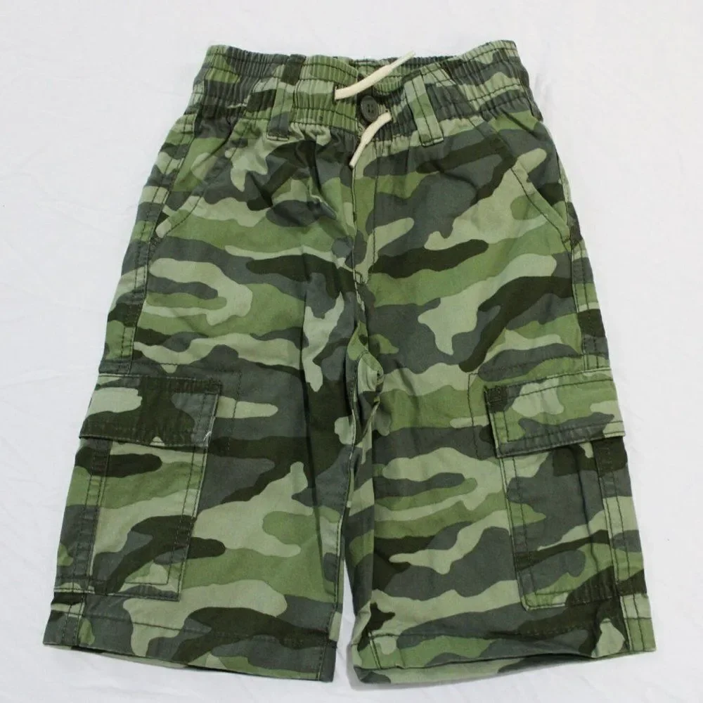 Children's Place Tactical Cargo Long Shorts Olive Camo Size 14