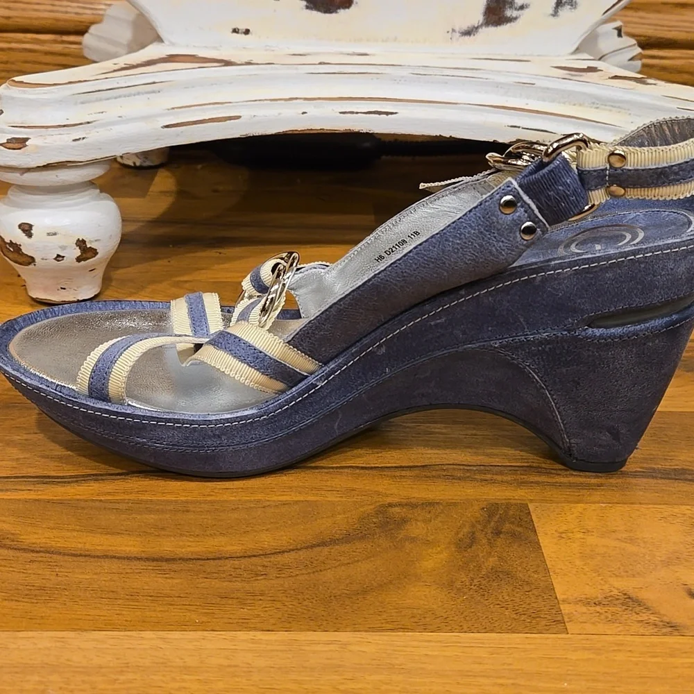 G by Cole Haan and Nike Air Women's Blue and Silver Wedge Heels Size 11
