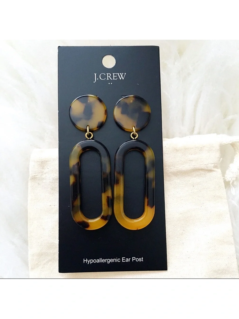 J. Crew Tortoise Drop Link Earrings in Brown and Black