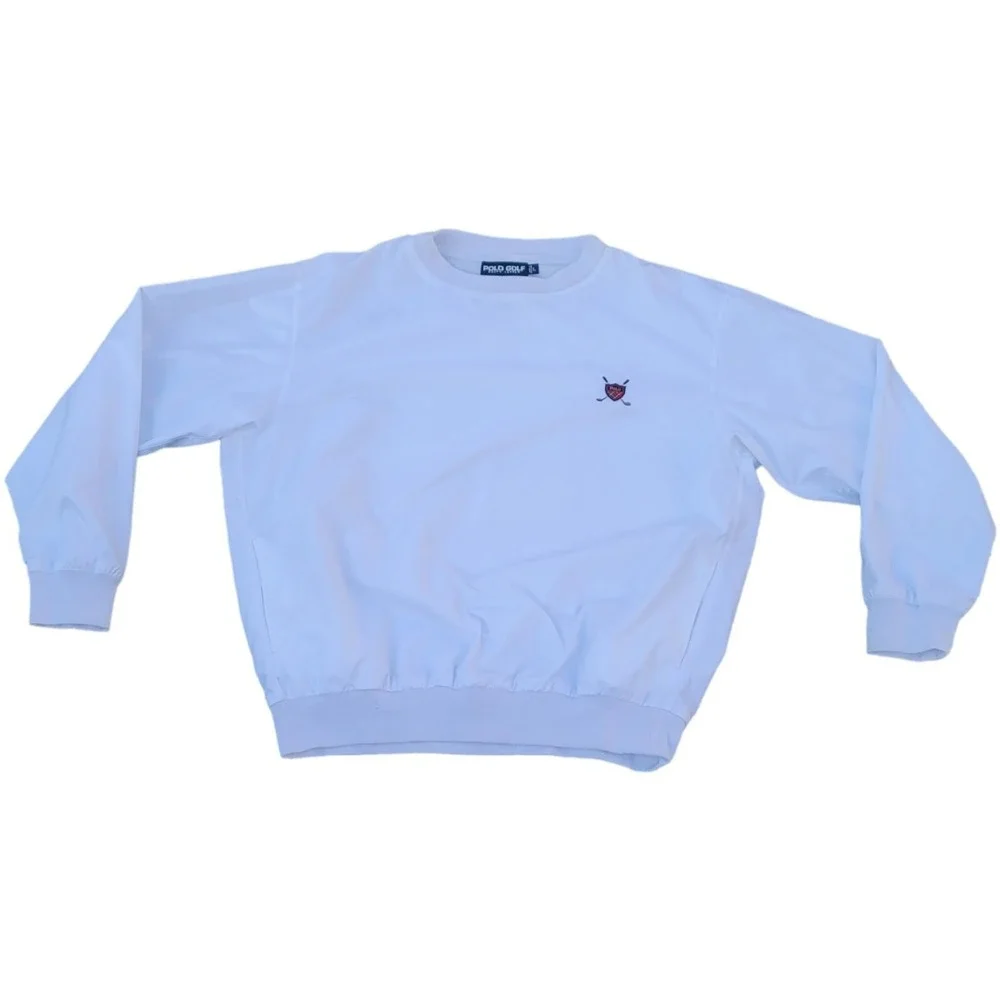 Vintage Ralph Lauren Polo Golf Windbreaker Crewneck Jacket Size Large White BG