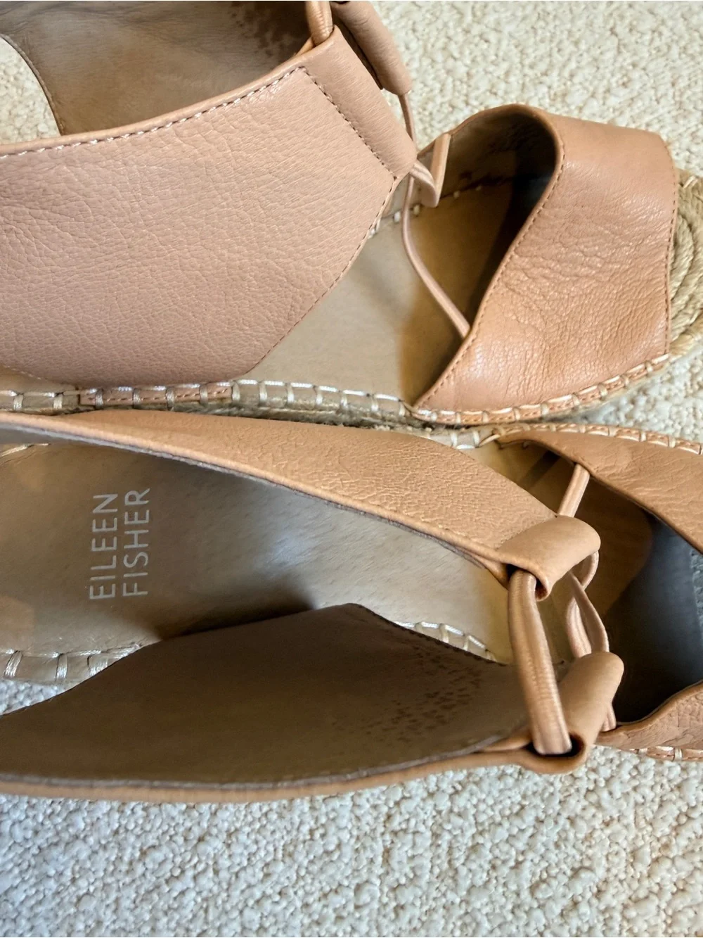Eileen Fisher Tan Espadrille Wedge Sandals