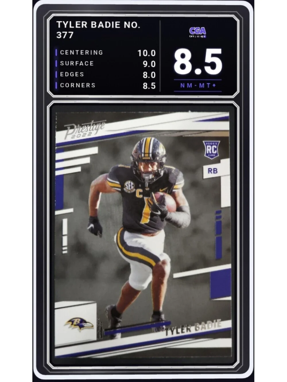 2022 Panini Prestige #377 Tyler Badie RC Baltimore Ravens -CGA 8.5 Digital Grade