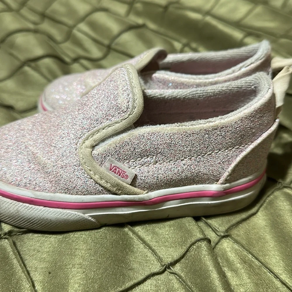 Vans Sparkly Pink Kids Slip-On Shoes